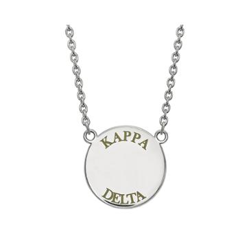 Kappa Delta Enamel Sterling Silver Disc Pendant Necklace