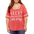Short Sleeve Vacay All Day Graphic T-shirt- Juniors Plus