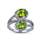 Womens Green Peridot Sterling Silver Bypass Ring