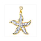 14k Two-tone Gold Starfish Charm Pendant