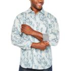 Society Of Threads Long Sleeve Leaf Button-front Shirt-big And Tall