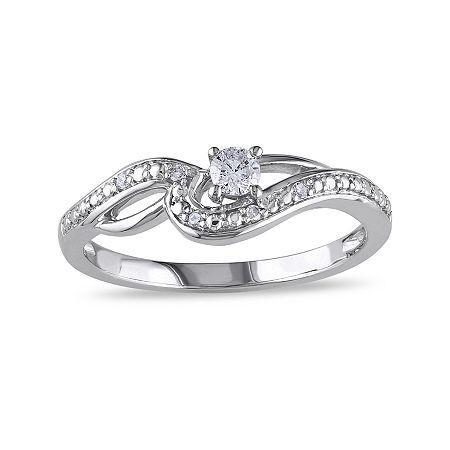 1/7 Ct. T.w. Diamond 10k White Gold Swirl Promise Ring