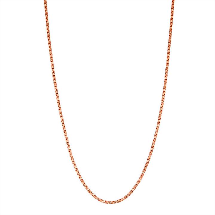 14k Rose Gold Over Silver Solid Box 16 Inch Chain Necklace