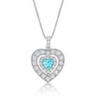 Womens Genuine Swiss Blue Topaz & Lab-created White Sapphire Sterling Silver Pendant Necklace
