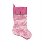 20 Pink Glittered Princess Christmas Stocking With Shadow Velveteen Cuff