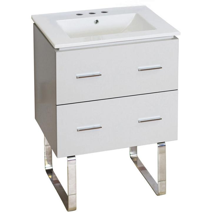 23.75-in. W Floor Mount White Vanity Set For 3h8-in. Drilling