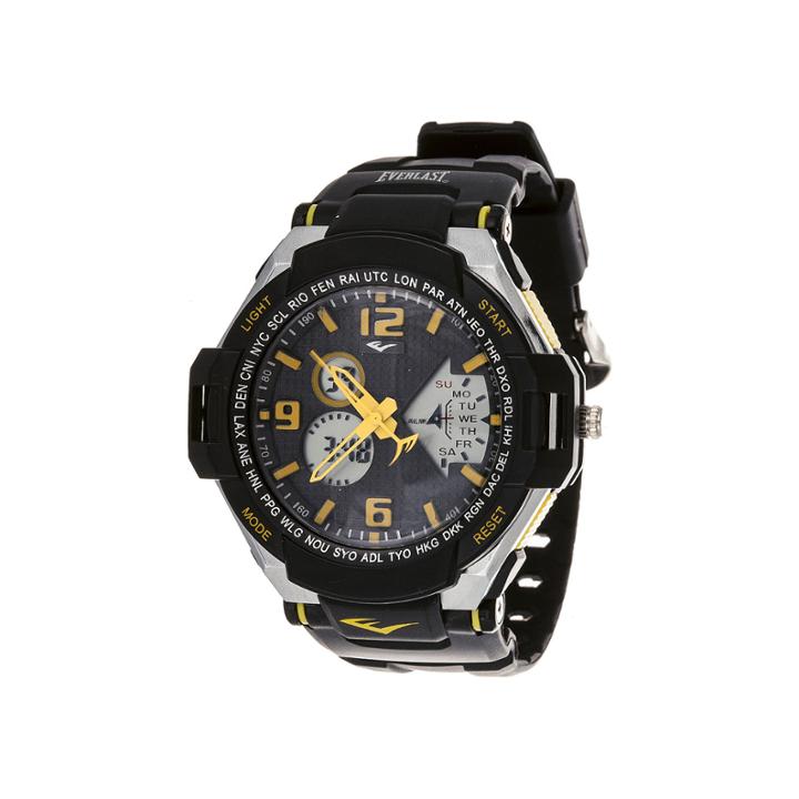 Everlast Mens Black Silicone Strap Sport Watch