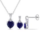 Womens 2-pack Blue Sapphire Sterling Silver Jewelry Set