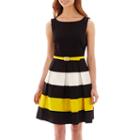 Tiana B. Sleeveless Colorblock Belted Fit-and-flare Dress