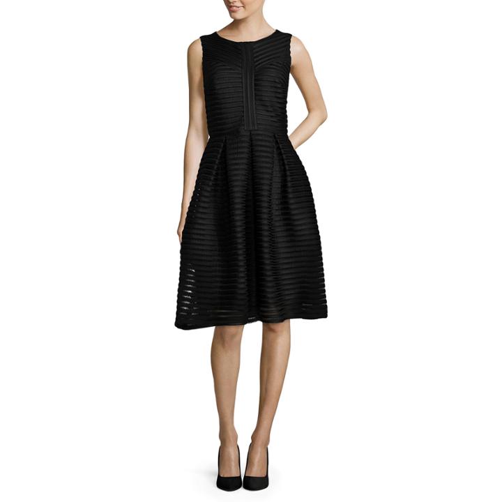 R & K Originals Sleeveless Stripe Mesh Fit-and-flare Dress