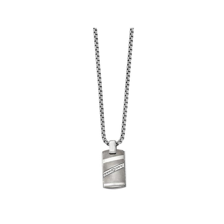 Edward Mirell Mens 1/6 Ct. T.w. White Diamond Stainless Steel Titanium Pendant Necklace