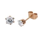 Cubic Zirconia 4mm Stainless Steel And Rose-tone Ip Stud Earrings