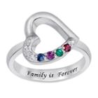 Personalized Womens Diamond Accent Crystal Multi Color Sterling Silver Heart Cocktail Ring