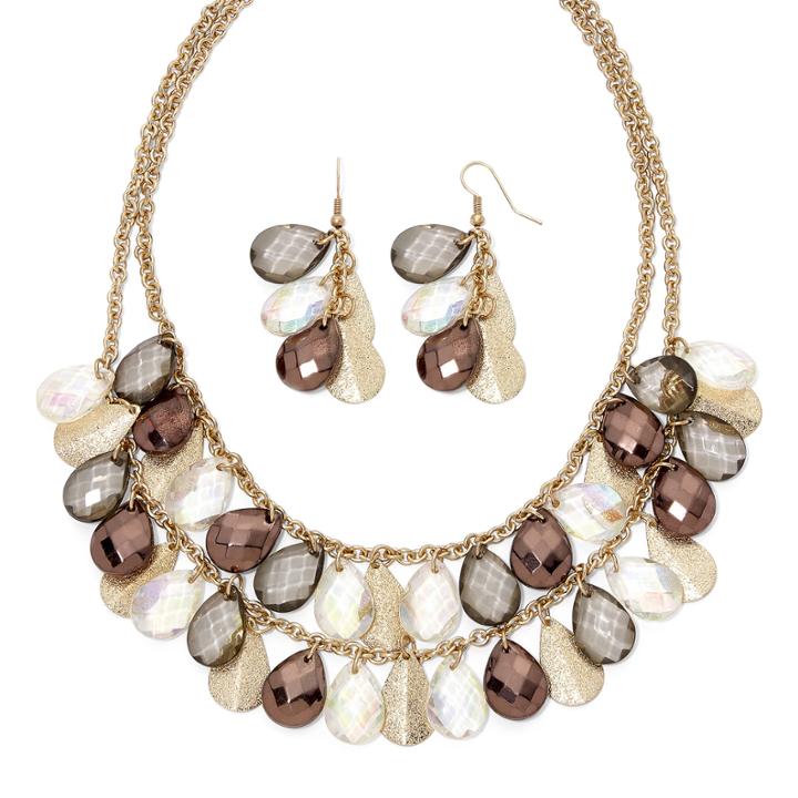 Mixit&trade; Multicolor Bead And Glittery Disc Earring And Necklace Set