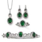 Simulated Emerald & Cubic Zirconia Boxed 4-pc. Jewelry Set