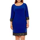 3/4-sleeve Embellished Dress - Plus