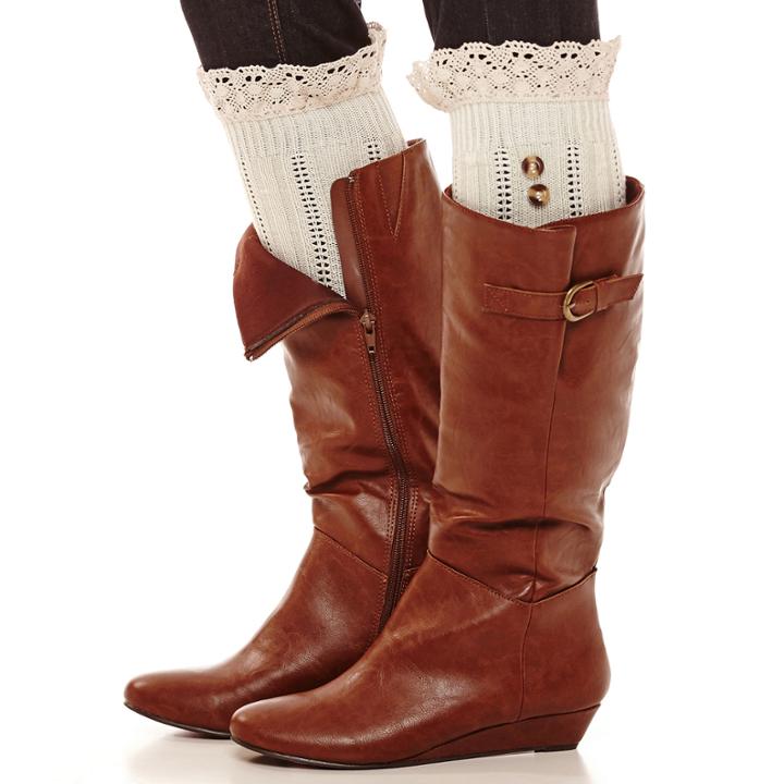 Mixit&trade; Pointelle Lace And Button Boot Toppers