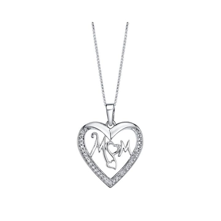 Love Grows&trade; 1/10 Ct. T.w. Diamond Sterling Silver Mom Pendant Necklace