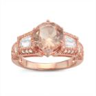 Diamonart Womens 3 1/2 Ct. T.w Lab Created Cubic Zirconia Pink 14k Gold Over Silver Cocktail Ring