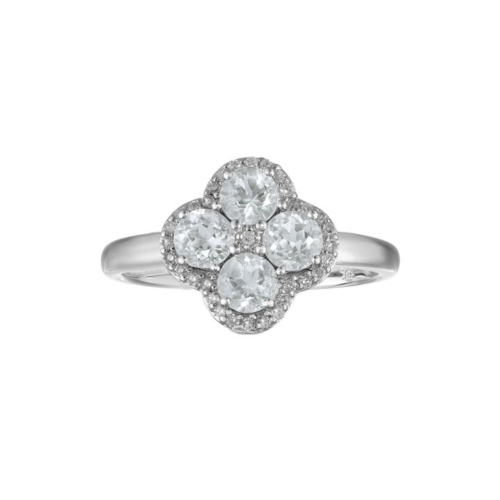 Genuine White Topaz Flower Sterling Silver Ring