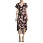 By & By Short Sleeve Floral Wrap Dress-juniors