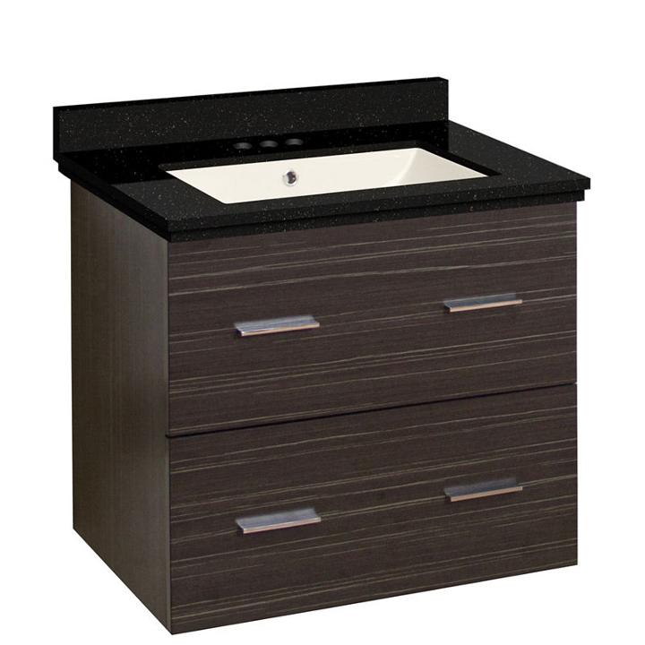 23.75-in. W Wall Mount Dawn Grey Vanity Set For 3h4-in. Drilling Black Galaxy Top Biscuit Um Sink