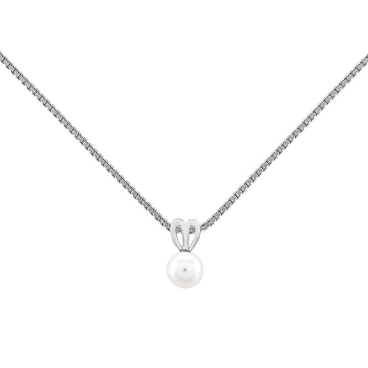 Womens White Cultured Freshwater Pearls Sterling Silver Pendant Necklace