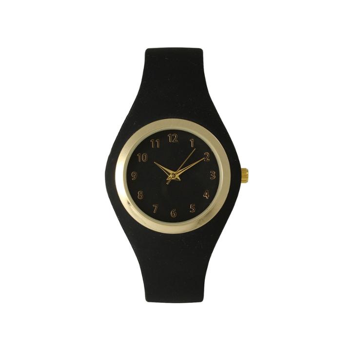 Olivia Pratt Womens Gold-tone Black Silicone Strap Watch 15310s