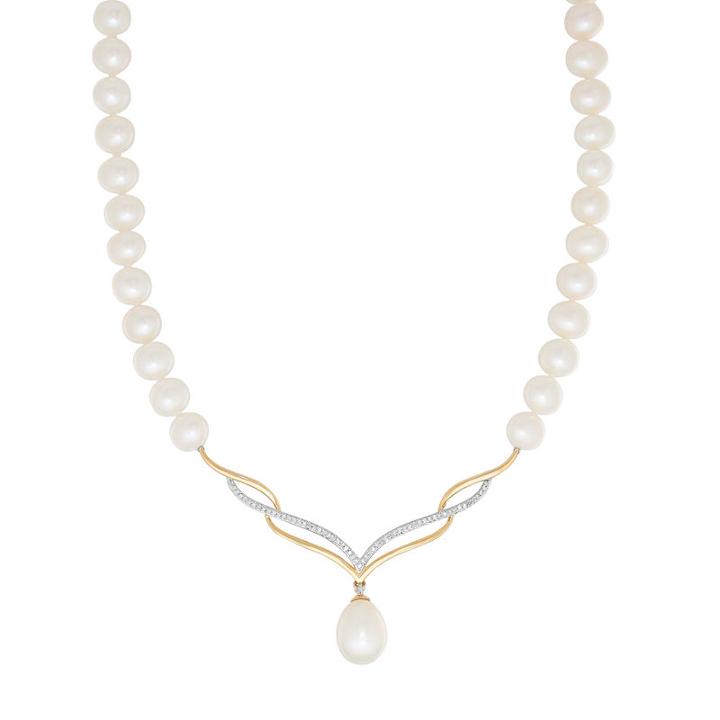 Sofia Womens 1/8 Ct. T.w. Cultured Freshwater Pearl 10k Gold Pendant Necklace