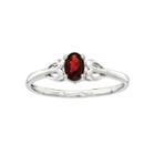 Womens Red Garnet Sterling Silver Delicate Ring