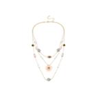 Mixit&trade; Gold-tone Pastel Flower And Bead 3-strand Illusion Necklace