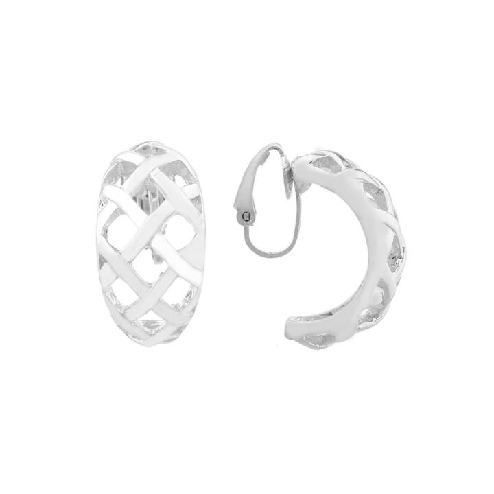 Liz Claiborne Silvertone Weaved Hoop Clip On Earrings