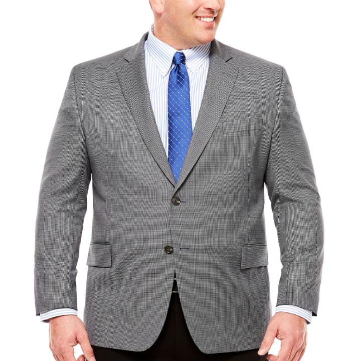 Stafford Yearround Gray Navy Houndstooth Sport Coat-big And Tall