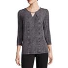 Liz Claiborne 3/4 Sleeve Keyhole Neck Knit Blouse-petites