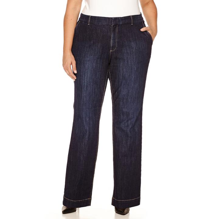 Liz Claiborne Classic-fit Denim Trouser Pants - Plus