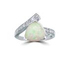 Womens White Opal Sterling Silver Bypass Ring