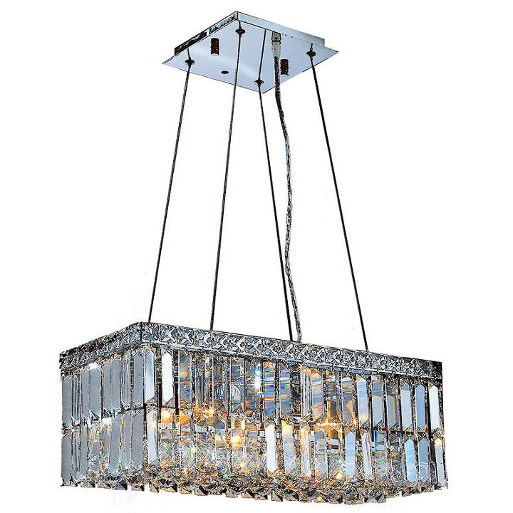 Cascade Collection 4 Light Chrome Finish And Clear Crystal Rectangle Chandelier