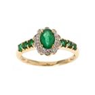 Womens 1/10 Ct. T.w. Green Emerald 10k Gold Cocktail Ring