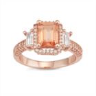 Womens Morganite Pink 14k Rose Gold Over Silver Side Stone Ring