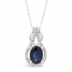 Womens 1/6 Ct. T.w. Genuine Blue Sapphire Oval Pendant Necklace