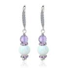 Simulated White Opal Sterling Silver Drop Earrings