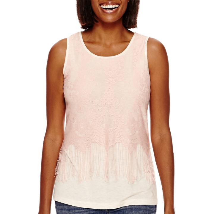 A.n.a Lace Fringe Tank Top