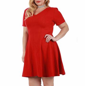 Lamonir Short Panel V-neck Dress - Plus