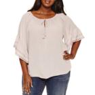 A.n.a Short Sleeve V Neck Rayon Blouse-plus