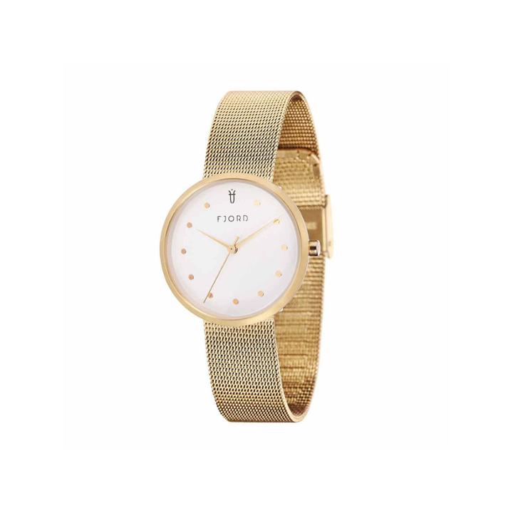 Fjord Mesh Band Womens Gold Tone Expansion Watch-fj-6035-44