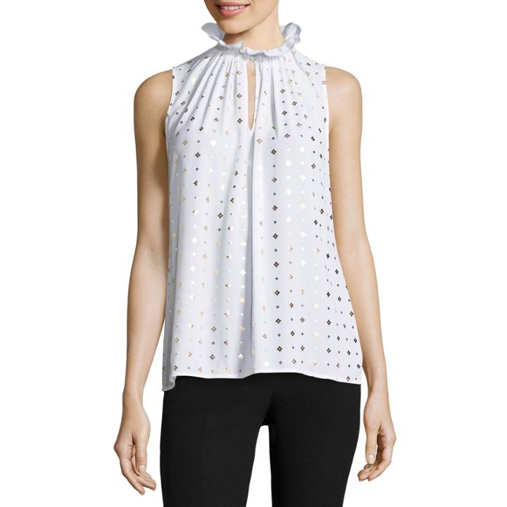 Worthington Sleeveless V Neck Woven Blouse