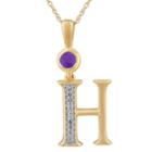 H Womens Genuine Purple Amethyst 14k Gold Over Silver Pendant Necklace