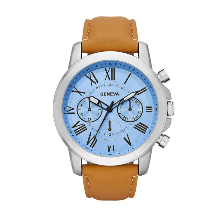 Geneva Mens Brown Strap Watch-fmdjm572