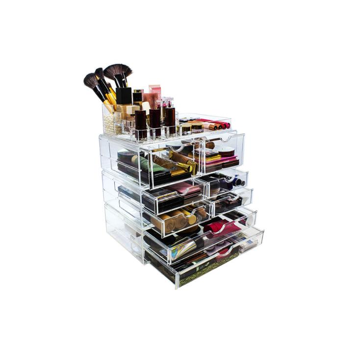 Sorbus Acrylic Cosmetics Makeup & Jewelry Storagecase X-large Display Set