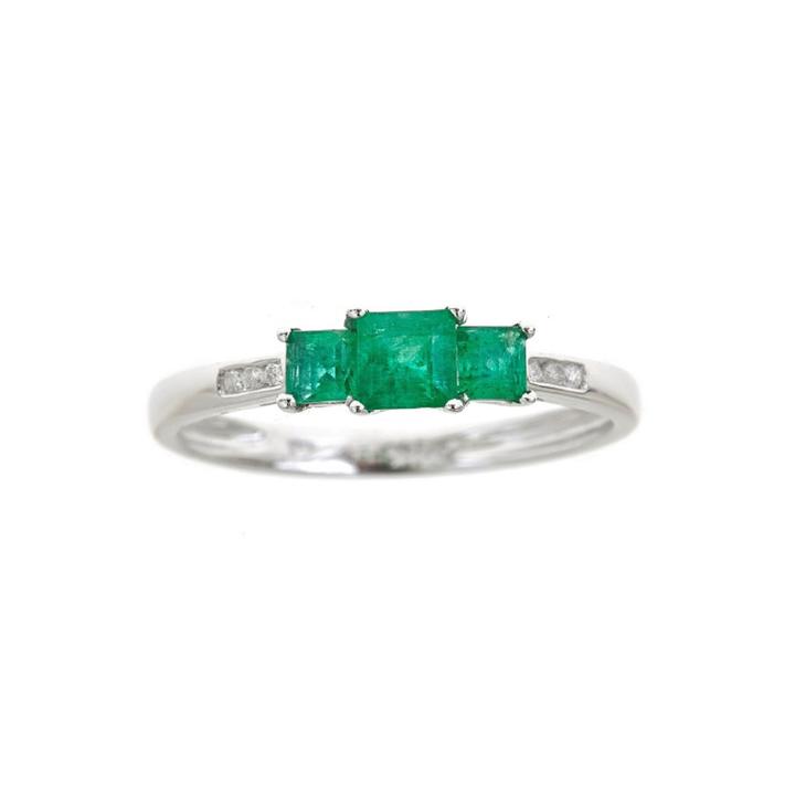 Womens Diamond Accent Green Emerald 10k Gold Cocktail Ring